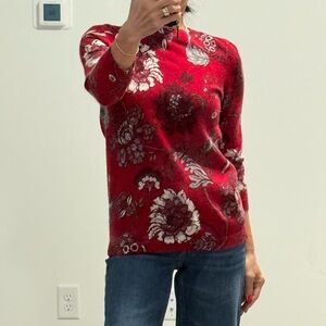 Talbots 100% cashmere floral sweater size M petite